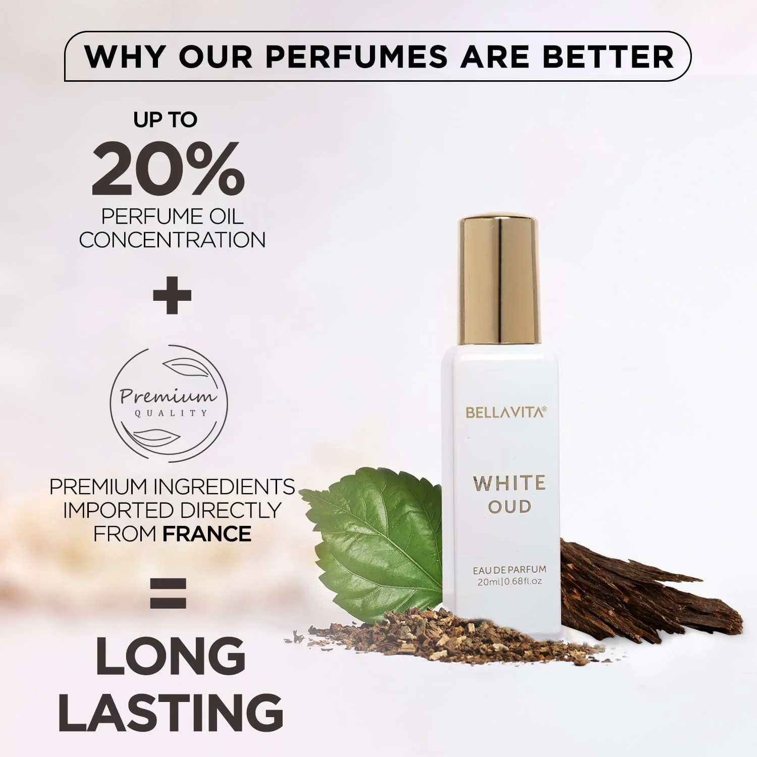 ادو پرفیوم унисекс Bella Vita Luxury Organic White Oud برای مردان و زنان | رایحه премиум عود نرم با پرتقال، فریزیا، عود، تنباکو و مشک | رایحه унисекс ماندگار، 20 میلی لیتر