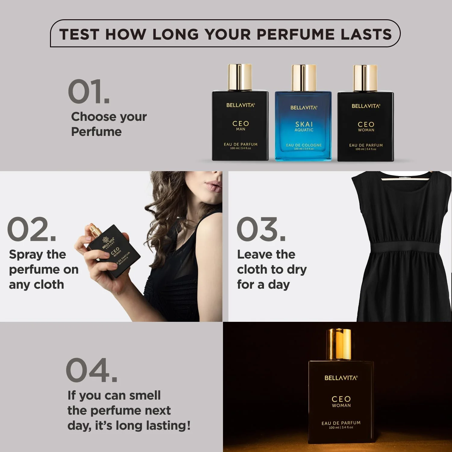 ادکلن زنانه Bella Vita Luxury CEO | ادو پرفیوم ماندگار 100 میلی لیتری | با رایحه ترنج، دانه تونکا و وانیل | عطر ممتاز، چوبی و میوه ای برای زنان