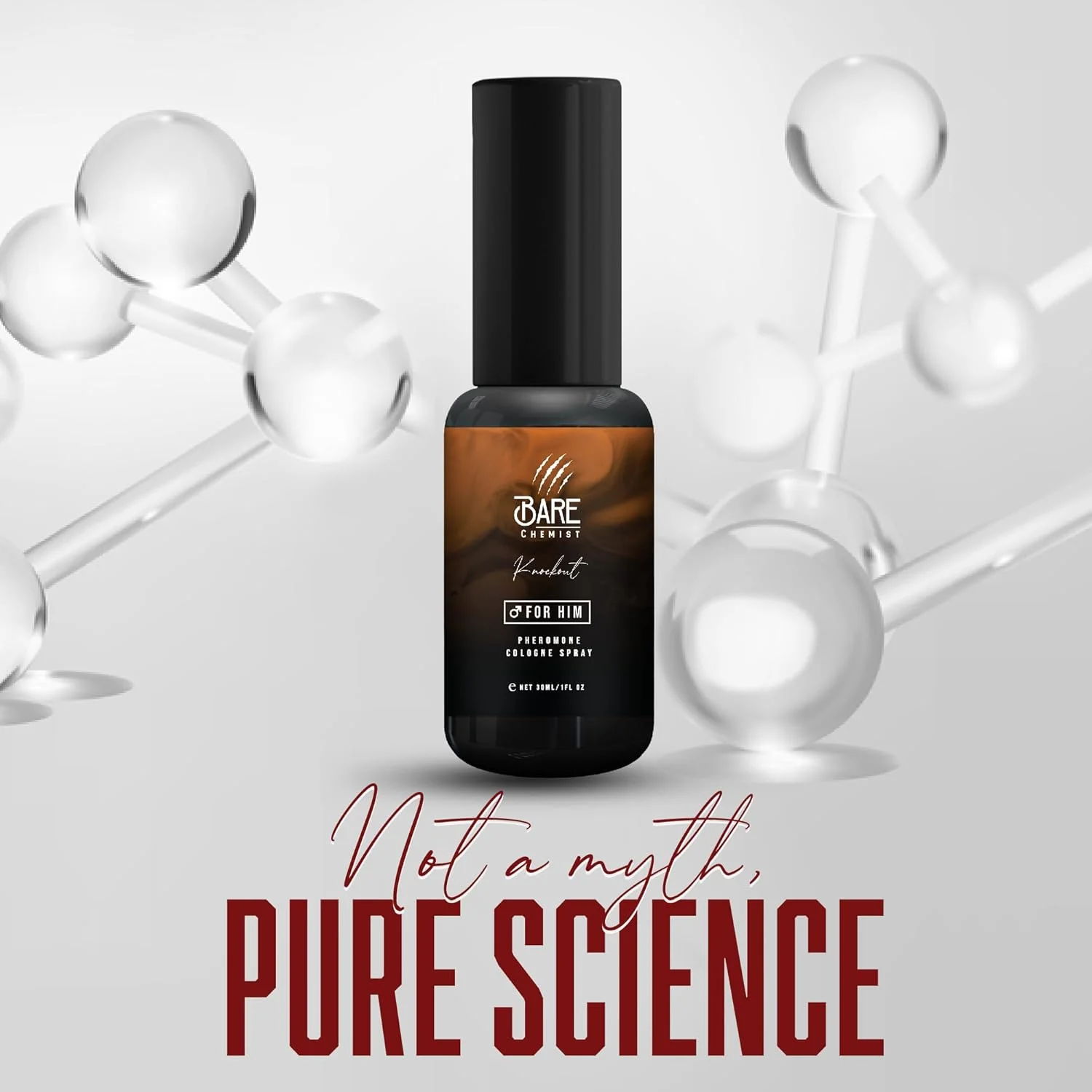 فرمون های Bare Chemist برای مردان برای جذب زنان (ناک اوت) ادکلن - اسپری ادکلن فرمون [جذب زنان] - فوق العاده قوی، فرمول فرمون اثبات شده و متمرکز