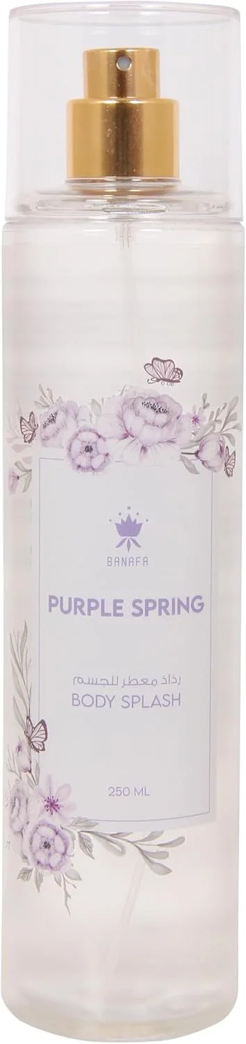 بادی اسپلش بهاری بنفش بنافا - مه عطر با طراوت و ماندگاری طولانی - رایحه ای سبک و نشاط بخش - فرمول آبرسان و سازگار با پوست - بادی میست روزانه برای زنان و مردان - 250 میلی لیتر