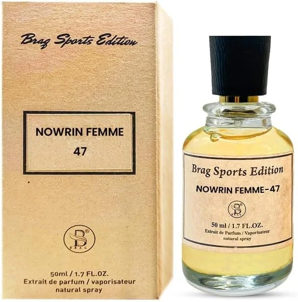 عطر زنانه B Brag Sports Edition Nowrin Femme-47 Extrait De Parfum | عطر گلی، مرکباتی و مشک برای زنان | عطر عربی ماندگار | رایحه ملایم و با طراوت برای زنان 50 میلی لیتر | عطور نسائیه