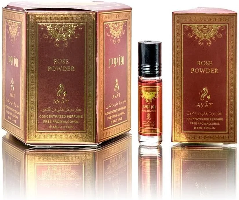 عطرهای آیات - 6 عدد 6 میلی لیتری - روغن عطر مردانه و زنانه - ماندگاری طولانی و راحت (پودر گل رز) عطرهای آیات - 6 عدد 6 میلی لیتری - روغن عطر مردانه و زنانه - ماندگاری طولانی و راحت (پودر گل رز)