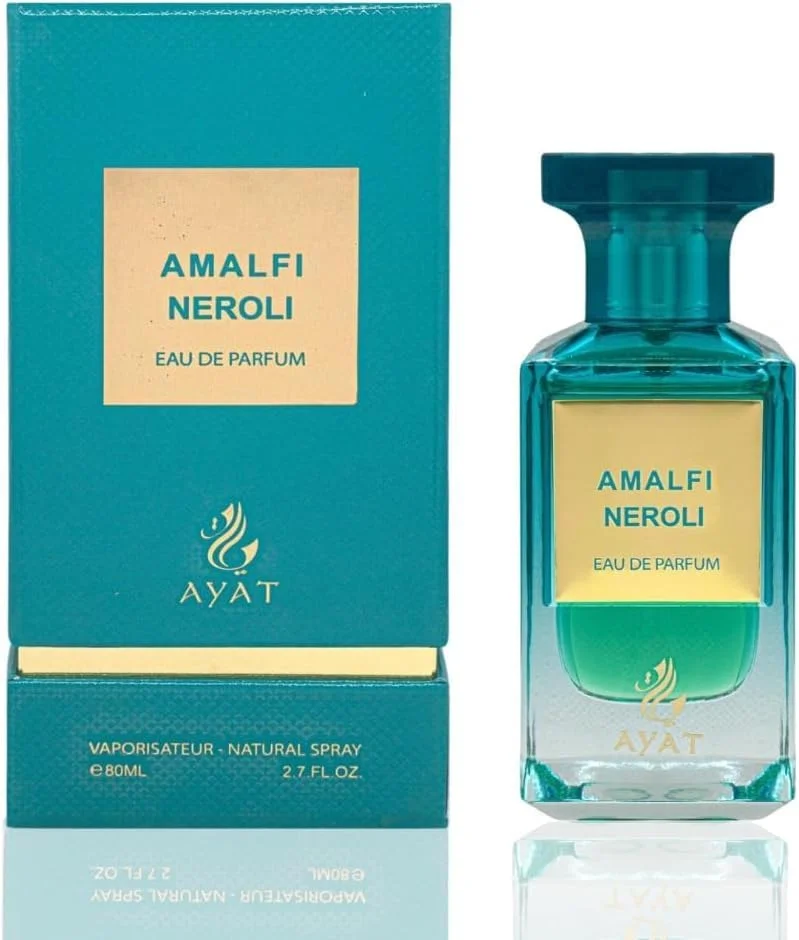 عطر ادو پرفیوم AYAT PERFUMES مدل Amalfi Neroli حجم 80 میلی لیتر | رایحه شرقی و میوه ای یونیسکس | عطر ماندگار الهام گرفته از دبی | ایده آل برای مردان و زنان | هدیه ممتاز