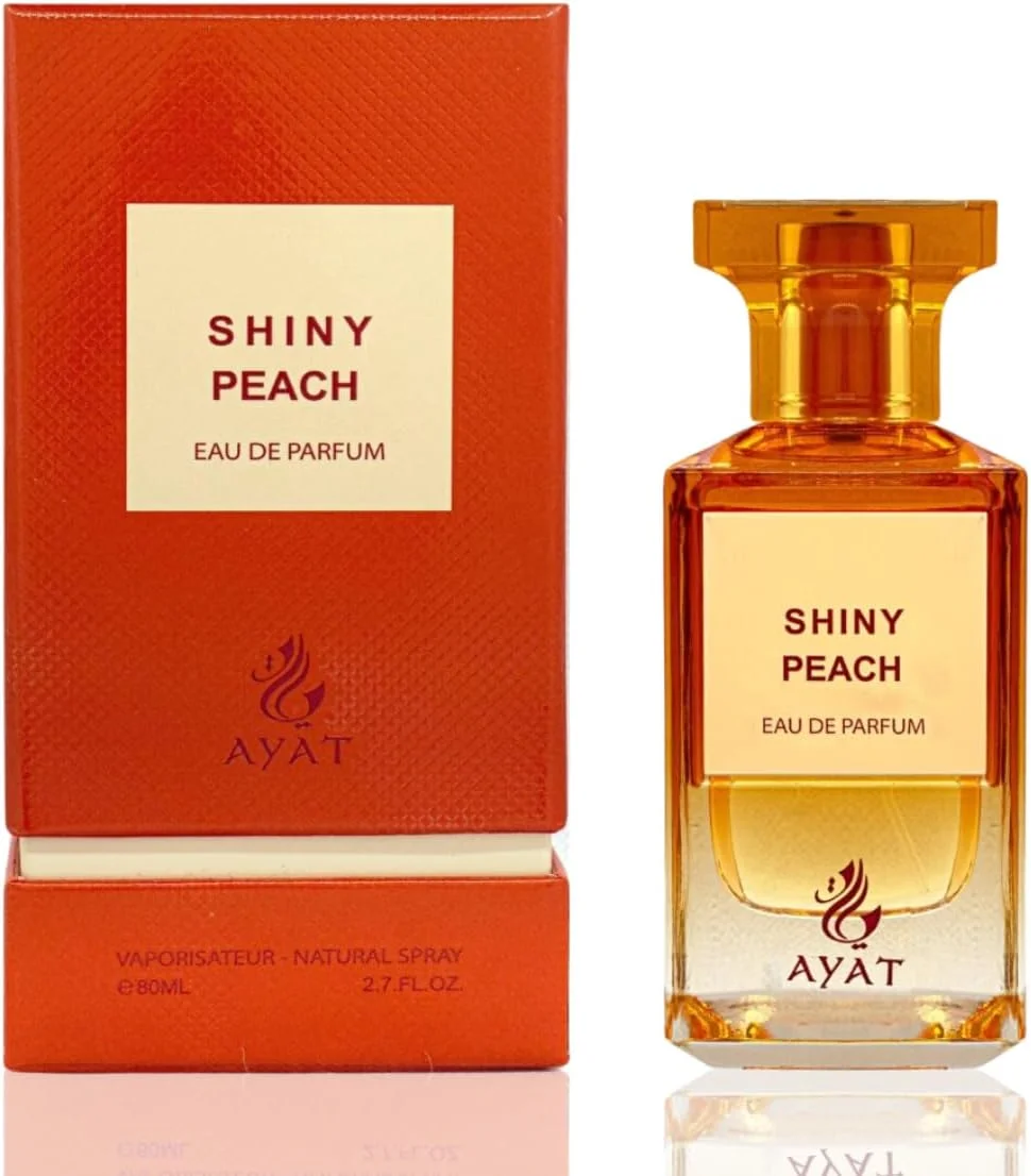 عطر ادو پرفیوم Shiny Peach از AYAT PERFUMES – سری Fancy | عطر 80 میلی لیتری унисекс – رایحه میوه ای، ادویه ای و چوبی – عطری درخشان و لوکس برای مردان و زنان