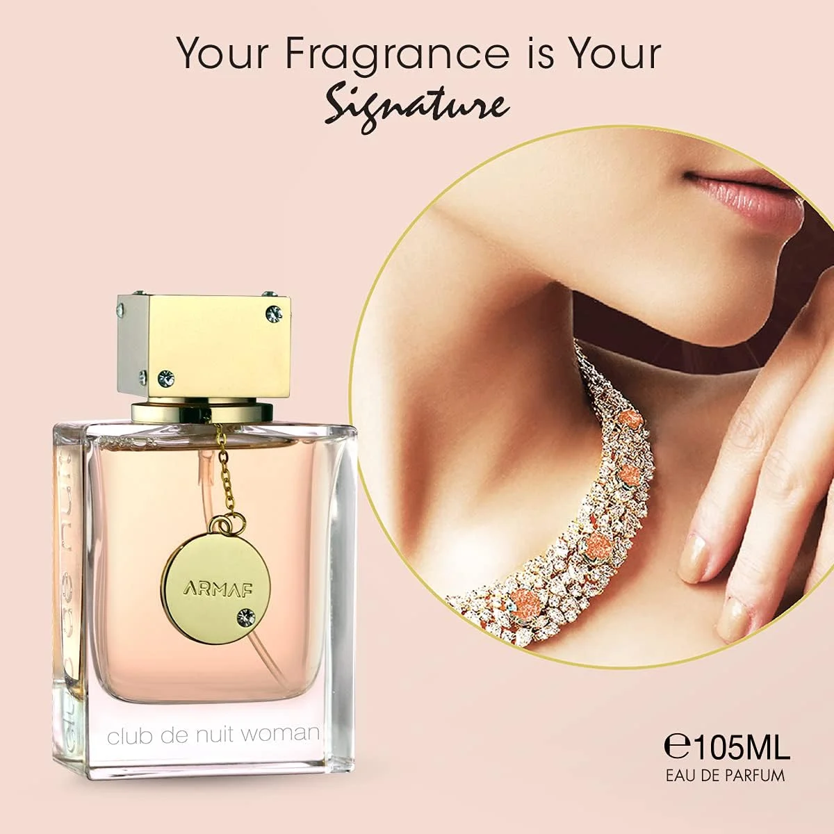 عطر زنانه آرماف کلاب د نویت ادو برگاموت، گریپ فروت، هلو، پرتقال، اسپری پرفیوم، 3.6oz