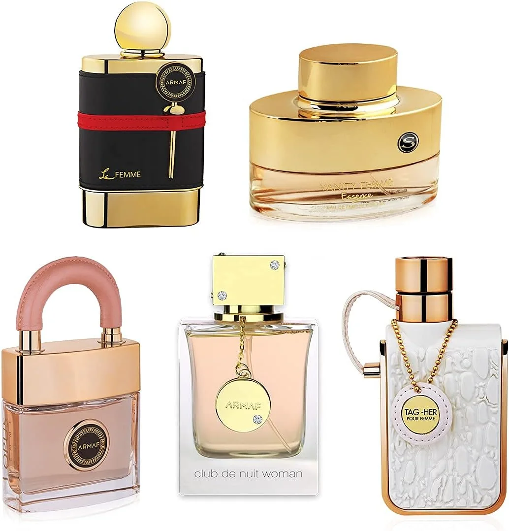 ست هدیه عطر زنانه آرماف Best of 5 - هدیه شرکتی - Le Femme EDP - Vanity Femme Essence EDP - Opus Femme EDP - Club De Nuit EDP - Tag-Her Pour Femme EDP - عطرهای اورجینال برای بانوان