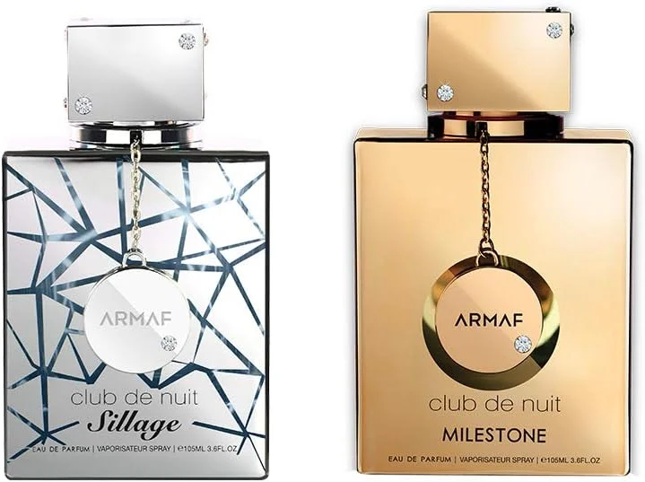 ست ادکلن آرماف کلاب د نایت اینتنس - مردانه و زنانه - مجموعه 2 عددی - ادو پرفیوم، CDN Sillage 105ML EDP Silver & CDN Milestone 105ML EDP Gold - عطر مردانه - عطر زنانه - ست هدیه - عطر