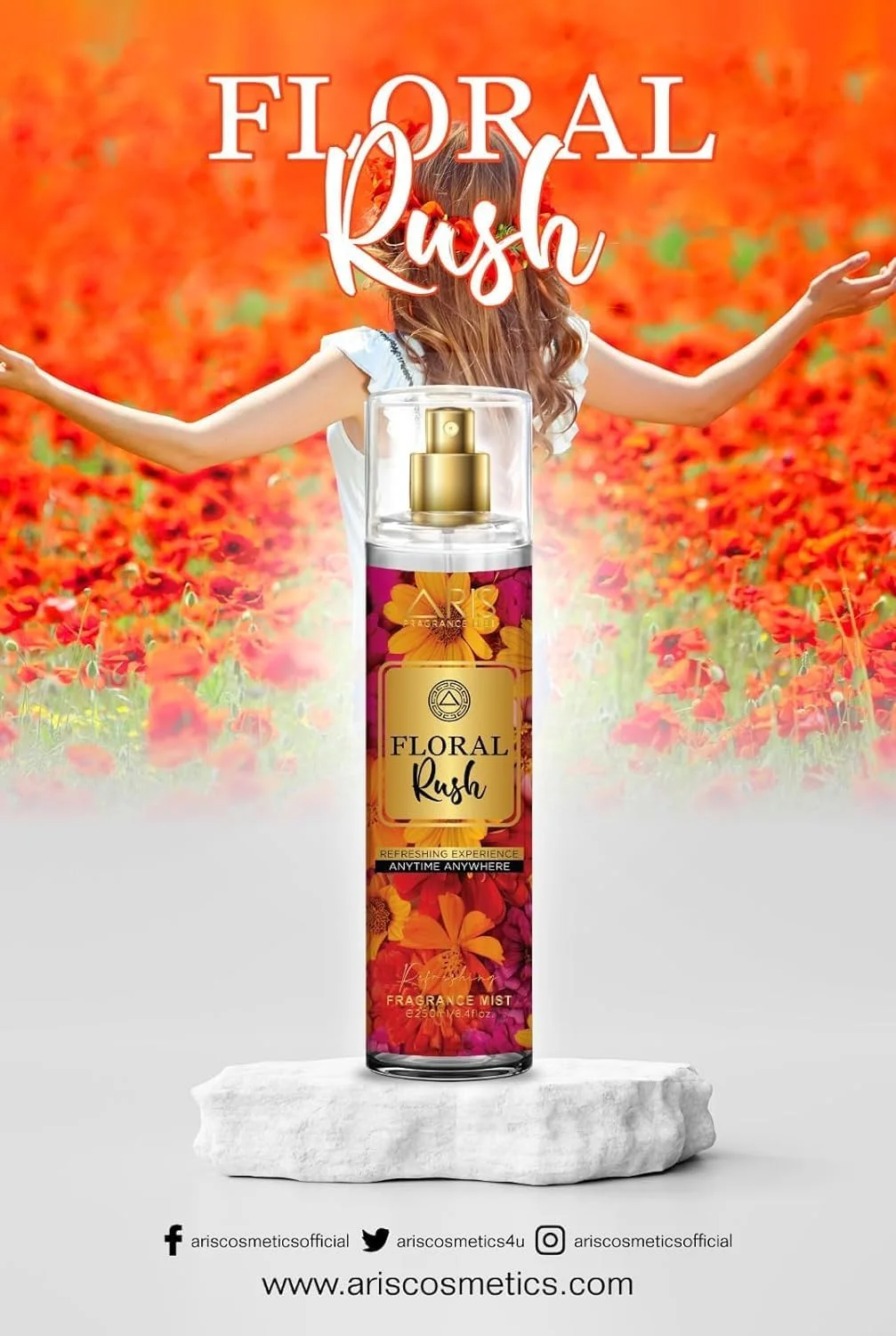 بادی میست زنانه آریس کازمتیکس مدل Floral Rush - عطر ماندگار برای زنان - ادکلن زنانه - رایحه های زنانه - عطر زنانه شیک و اسپری بدن زنانه برای اعتماد به نفس روزمره - بادی میست - 250 میلی لیتر