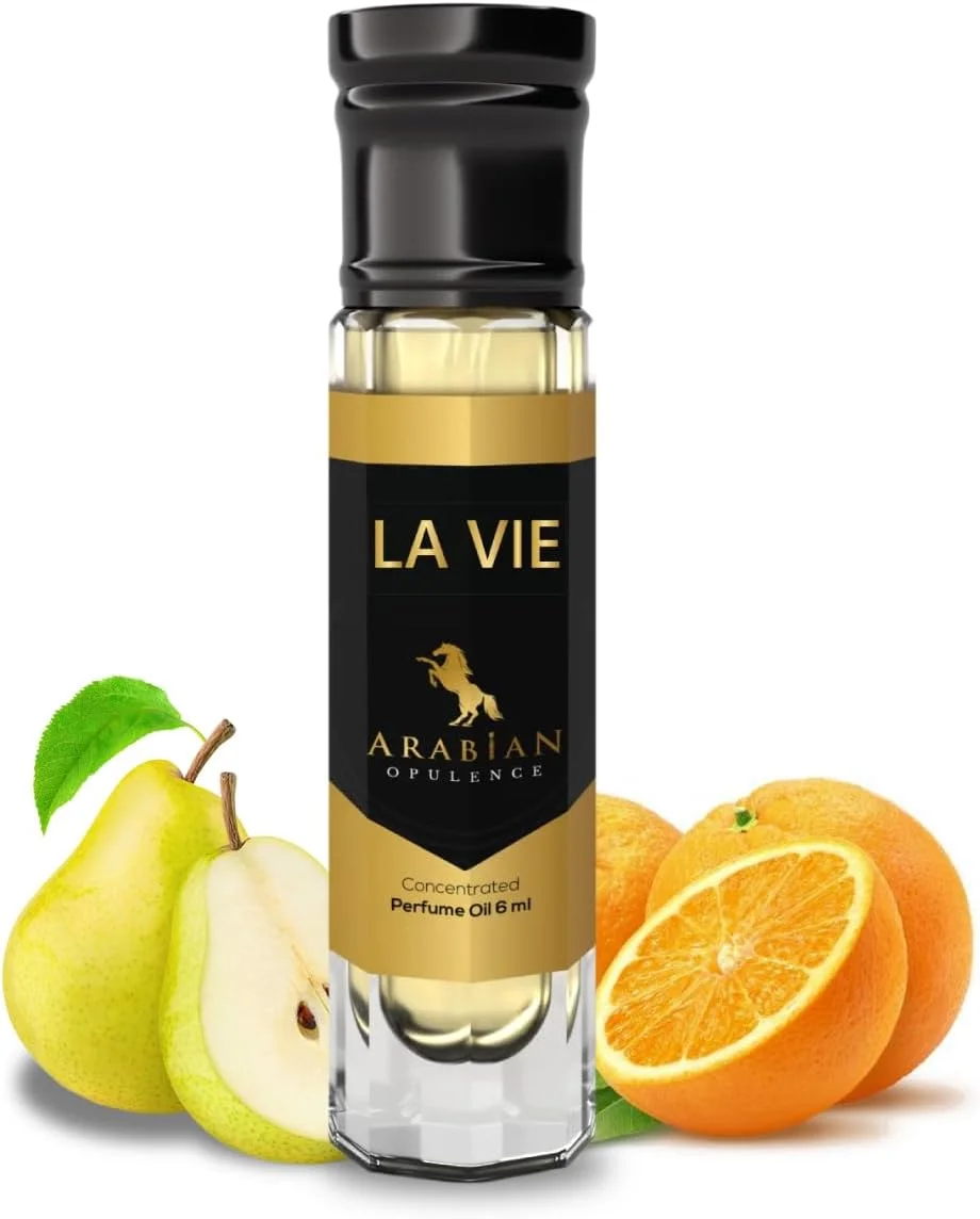 عطر روغنی متمرکز زنانه Arabian Opulence FR182 LA VIE. بطری رولی 6ml/15ml. رایحه شیرین/وانیلی/بالزامیک/چوبی/میوه ای/پودری