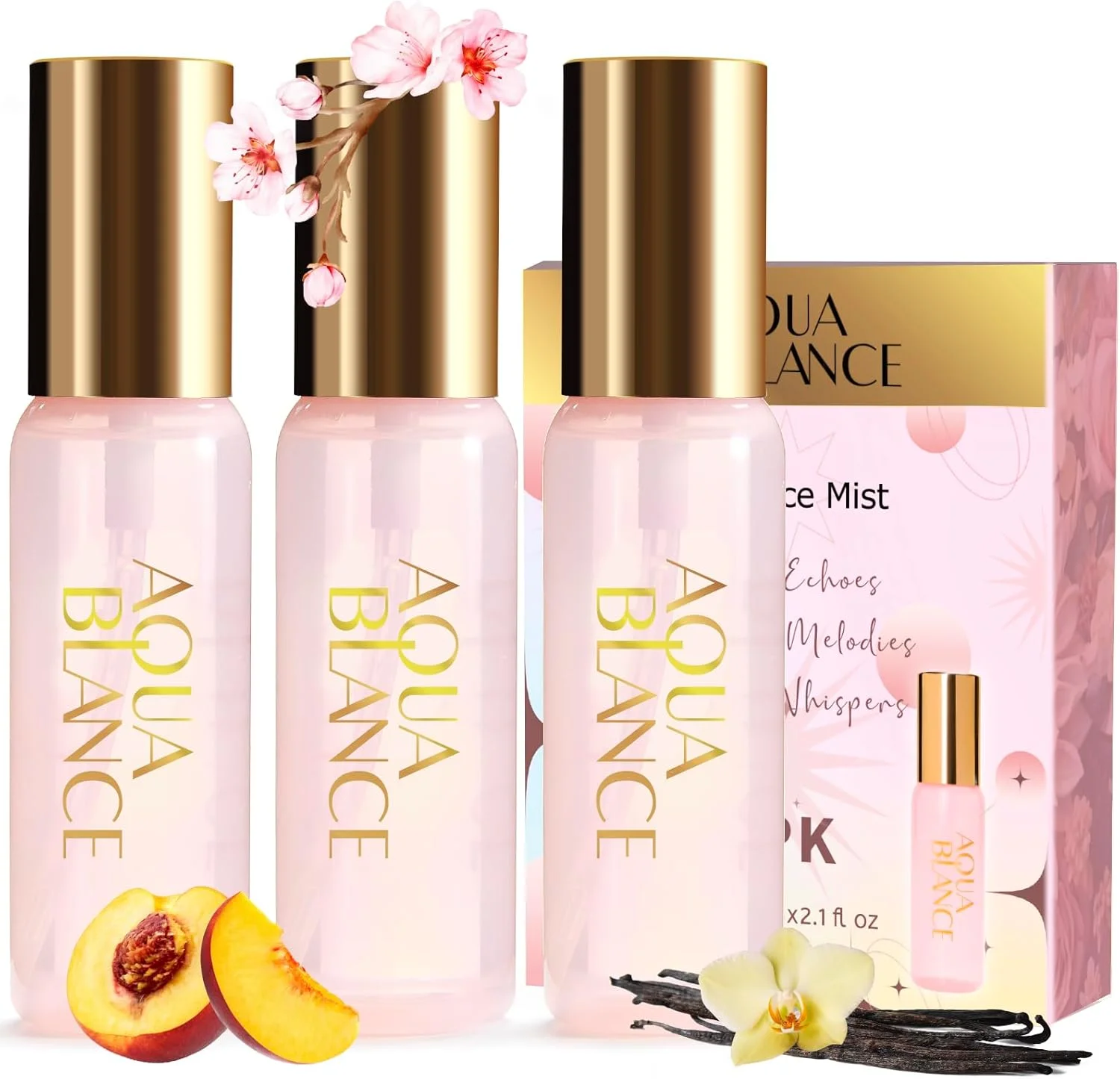 اسپری بدن زنانه AQUA BLANCE، مجموعه هدیه عطر بدن، 3 عددی، هر کدام 60 میلی لیتر، سایز مسافرتی با سه رایحه، اسپری بدن زنانه