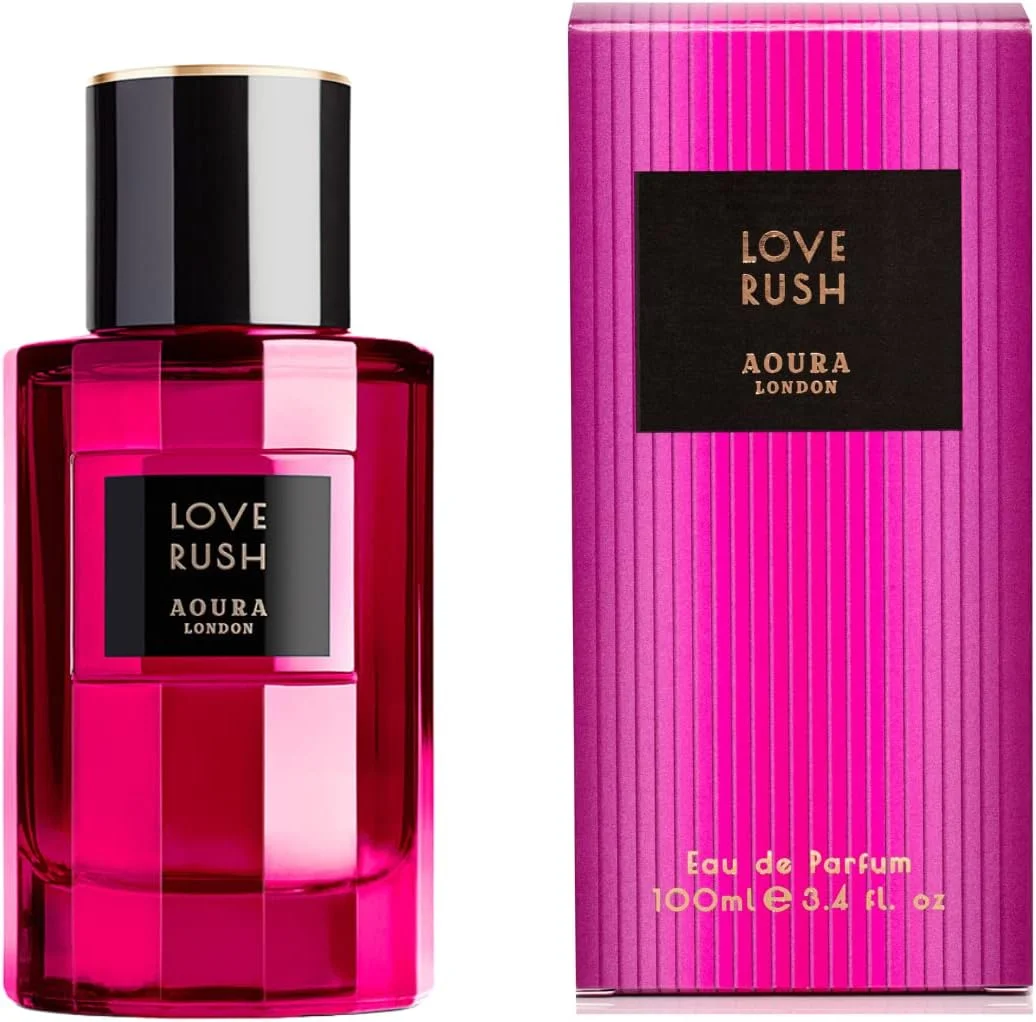 عطر زنانه Aoura London Love Rush - رایحه گلی تازه و فریبنده - ماندگاری طولانی، ظریف و جذاب - ادو پرفیوم، 100 میلی لیتر