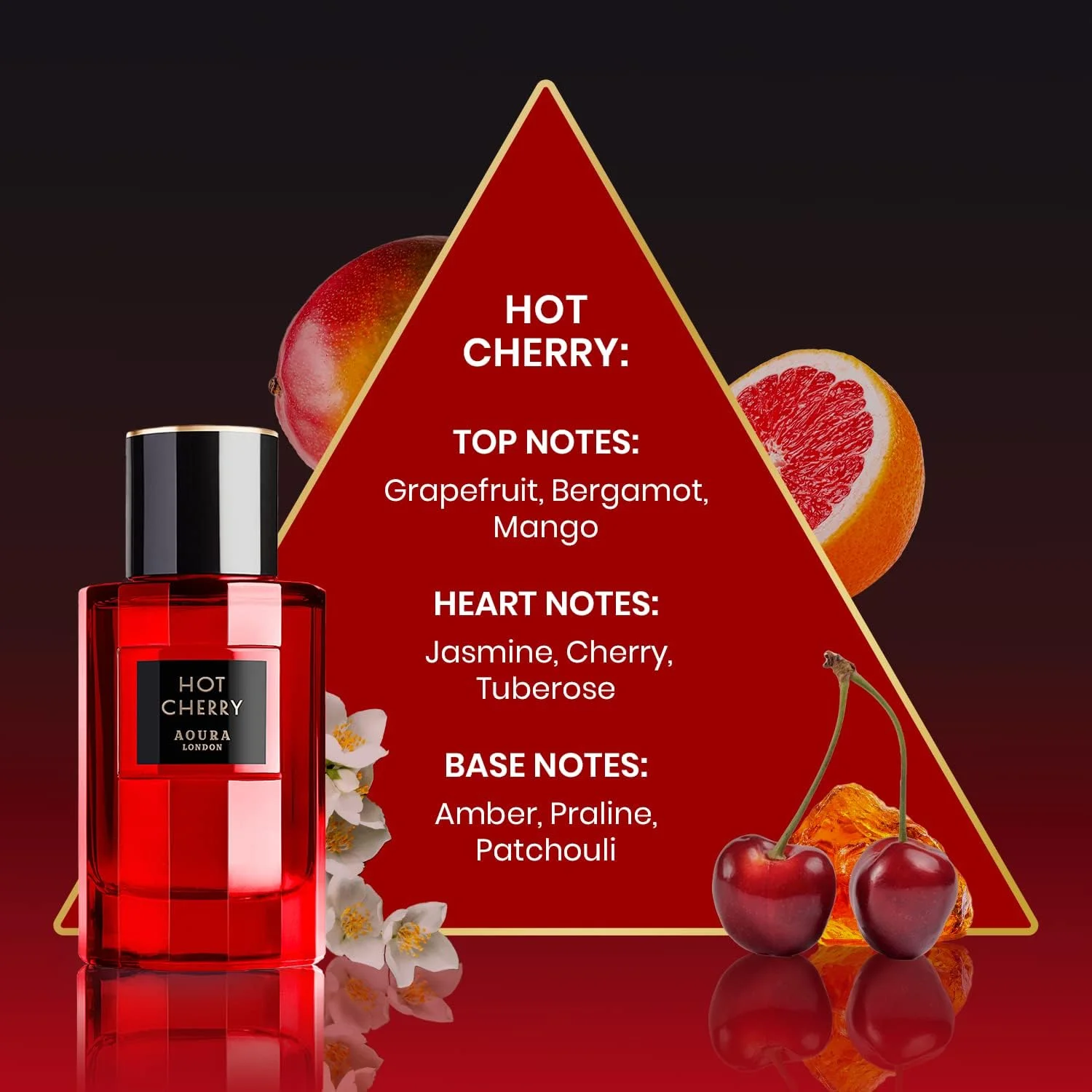 ادکلن زنانه Aoura London Hot Cherry – ترکیبی اغواکننده از رایحه های گل های تازه و گیلاس آبدار – ماندگاری طولانی، عطر جذاب زنانه – ادو پرفیوم، 100 میلی لیتر