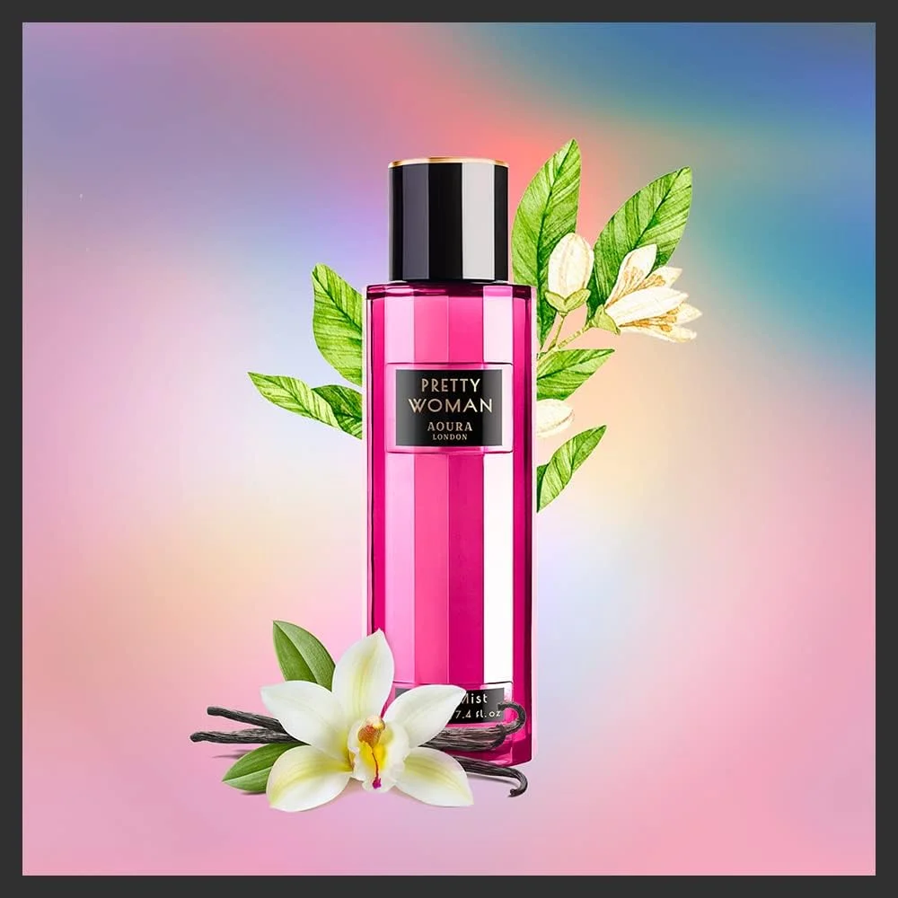اسپری خوشبو کننده بدن زن زیبا Aoura London 220ml | رایحه گلی تازه و ماندگار | اسپری خوشبو کننده مصرف روزانه 200ml