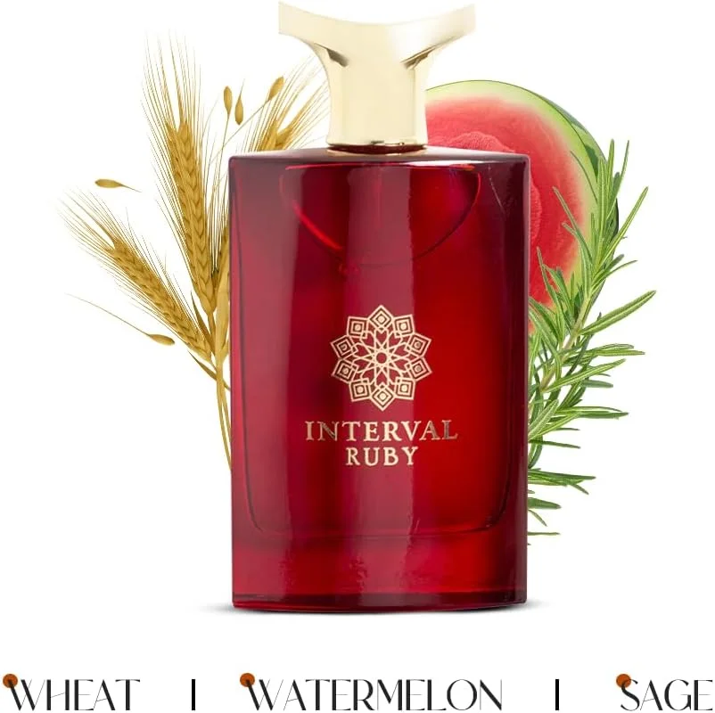 عطر унисекс Interval Ruby از AMD Perfumes - عطر کلاسیک برای مردان و زنان - رایحه های ماندگار مردانه و زنانه با ترکیبی از مشک و نت های دریایی ادو پرفیوم EDP 100 میلی لیتر