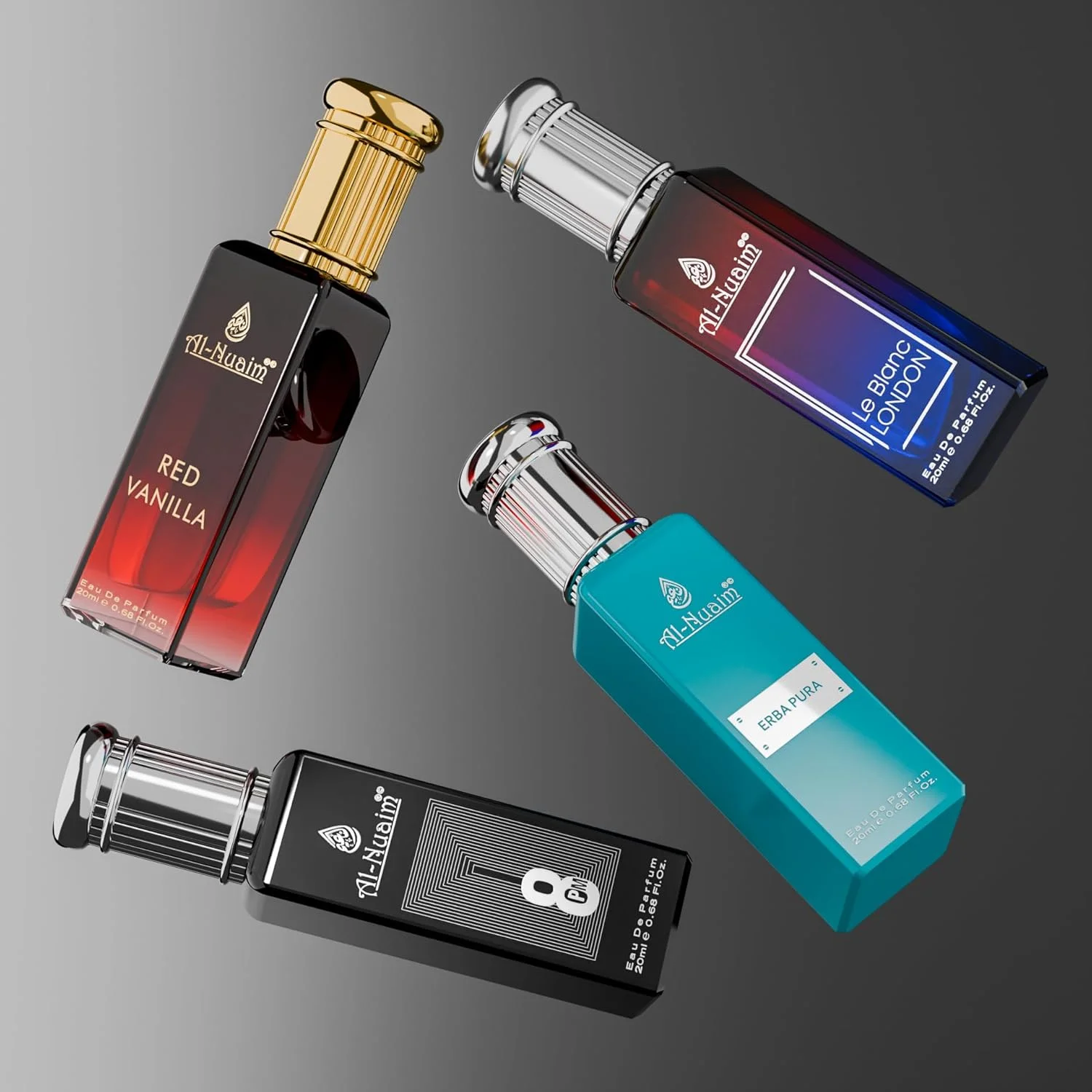 ست هدیه ادو پرفیوم مردانه و زنانه النعیم Elite4 (4 X 20ml) | Le Blanc London | Erba Pura | Red Vanilla | 8PM | رایحه ماندگار ست هدیه ادو پرفیوم مردانه و زنانه النعیم Elite4 (4 X 20ml) | Le Blanc London | Erba Pura | Red Vanilla | 8PM | رایحه ماندگار