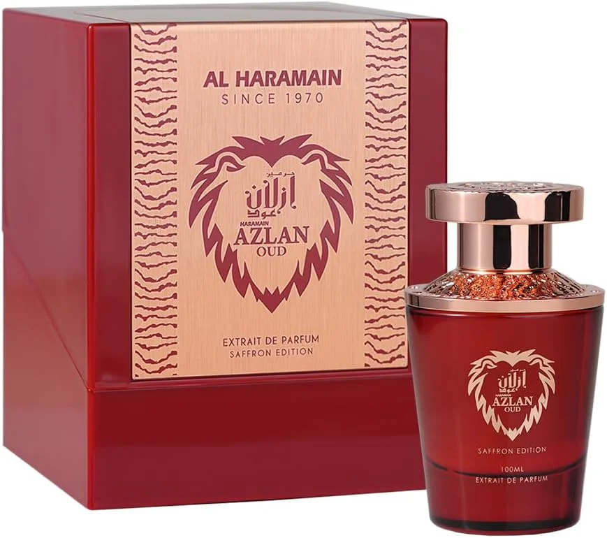 عطر унисекс الحرمین ازلان عود زعفران ادیشن اکستریت د پرفیوم 100 میلی لیتر | عطر لوکس унисекс | رایحه چوبی شرقی با زعفران، عنبر، بخور، مشک و سدر