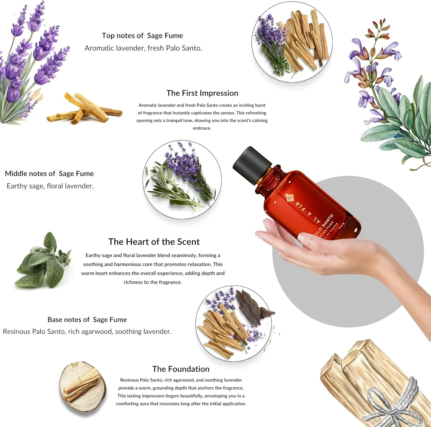 ادو پرفیوم مردانه و زنانه AL A'FIR مدل Palo Santo Sage Fume – رایحه ای دودی، گیاهی و عرفانی | عطر لوکس فریبنده - 100 میلی لیتر