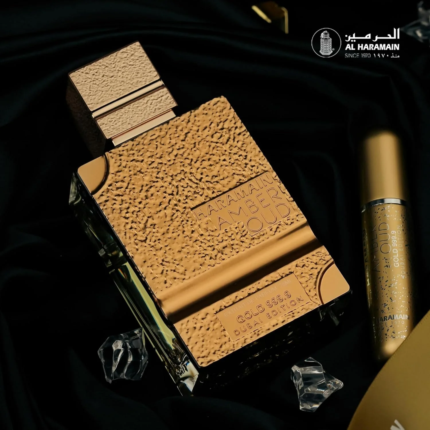 ال حرمین Amber Oud Gold 999.9 Dubai Edition Extrait de Parfum | اسپری لوکس 100 میلی لیتری با اتومایزر | عطر شرقی یونیسکس ماندگار با رایحه های کهربا، وانیل، نعناع هندی، گلابی و یاس ال حرمین Amber Oud Gold 999.9 Dubai Edition Extrait de Parfum | اسپری لوکس 100 میلی لیتری با اتومایزر | عطر شرقی یونیسکس ماندگار با رایحه های کهربا، وانیل، نعناع هندی، گلابی و یاس