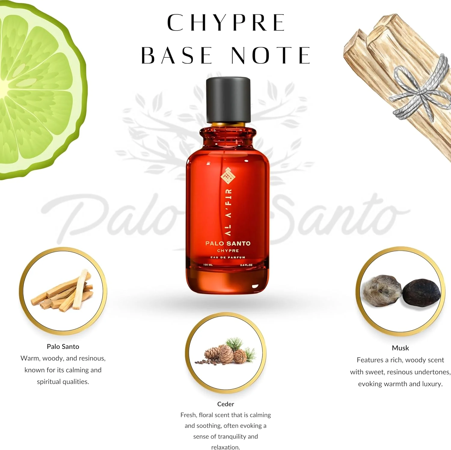 ادو پرفیوم مردانه و زنانه AL A'FIR Palo Santo Chypre - رایحه ای خاکی، گلی و پیچیده | عطر لوکس و ماندگار - 100 میلی لیتر