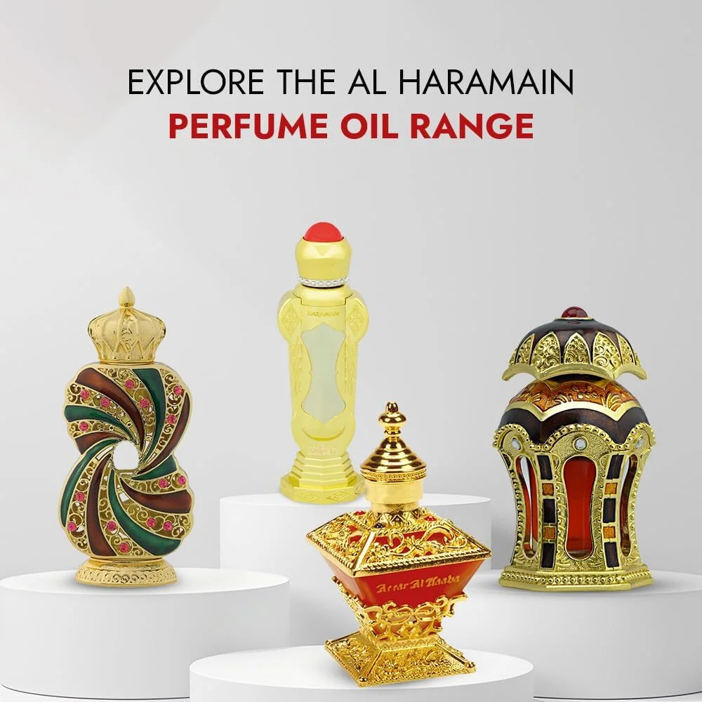 روغن عطر زنانه الحرمین امیرا | عطر | بدون الکل | رایحه گلی و مرکباتی با ترنج | نت های اسطوخودوس، رز و مشک | عطر لوکس عربی | استفاده روزانه یا مناسبت های خاص | 12 میلی لیتر