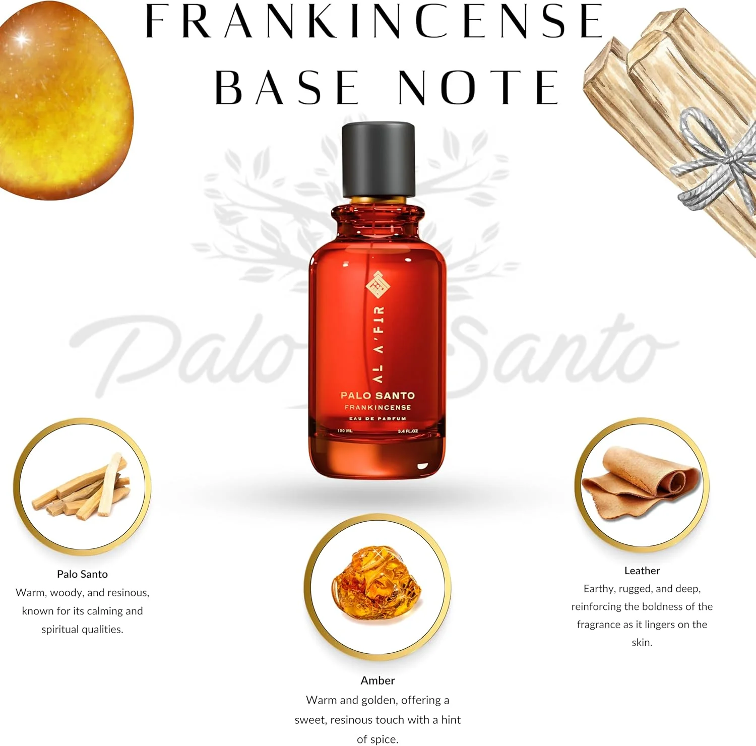 ادو پرفیوم مردانه و زنانه AL A'FIR Palo Santo Frankincense - رایحه ای خاکی، تند و عرفانی | رایحه لوکس ماندگار - 100 میلی لیتر