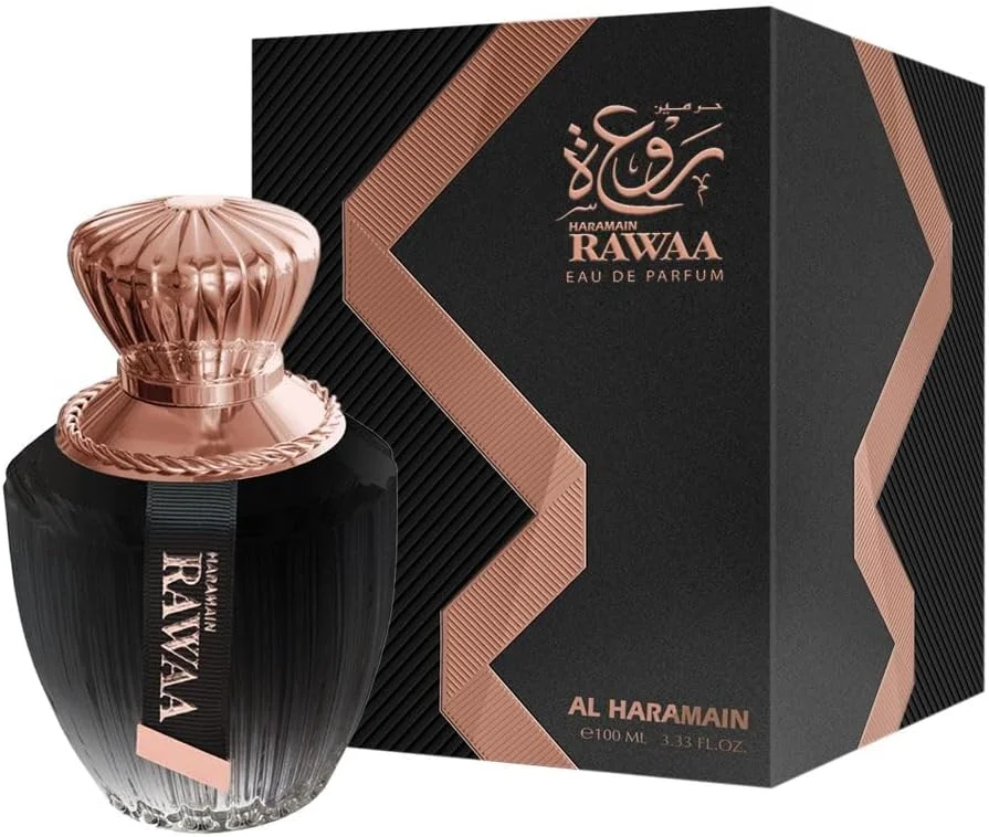ادکلن زنانه الحرمین رواعه ادو پرفیوم 100 میلی لیتر | عطر وانیلی شرقی برای زنان | رایحه ماندگار با نت های بادام، قهوه، یاس، وانیل و چوب صندل