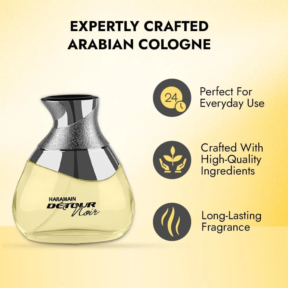 ادکلن الحرمین دتور نویر | عطر унисекс | ادو پرفیوم | رایحه گرم و چوبی | ماندگاری طولانی | نت های یاس، عنبر و وانیل | عطر زنانه | هدیه برای مردان | جذابیت همه کاره | 100 میلی لیتر