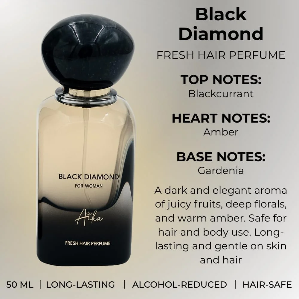 عطر زنانه آیکا مدل Black Diamond حجم 50 میلی لیتر، عطر ماندگار برای بدن و مو، عطر بدون الکل با رایحه ادویه، چرم و عنبر با نت های شرقی جسورانه عطر زنانه آیکا مدل Black Diamond حجم 50 میلی لیتر، عطر ماندگار برای بدن و مو، عطر بدون الکل با رایحه ادویه، چرم و عنبر با نت های شرقی جسورانه