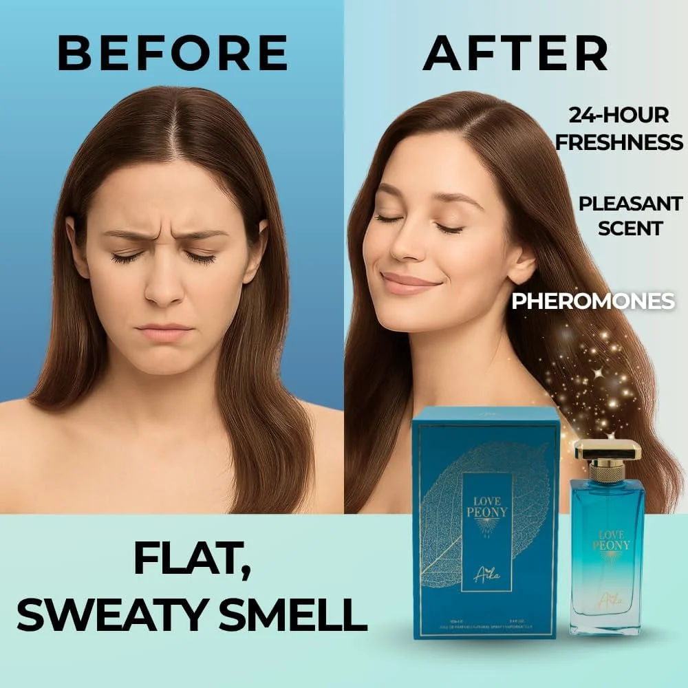 عطر زنانه آیکا Love Peony با حجم 80 میلی لیتر، عطر ماندگار برای بدن و موی خانم ها، عطر بدون الکل با رایحه گل صد تومانی، تمشک و مشک، ترکیبی گلی-میوه ای