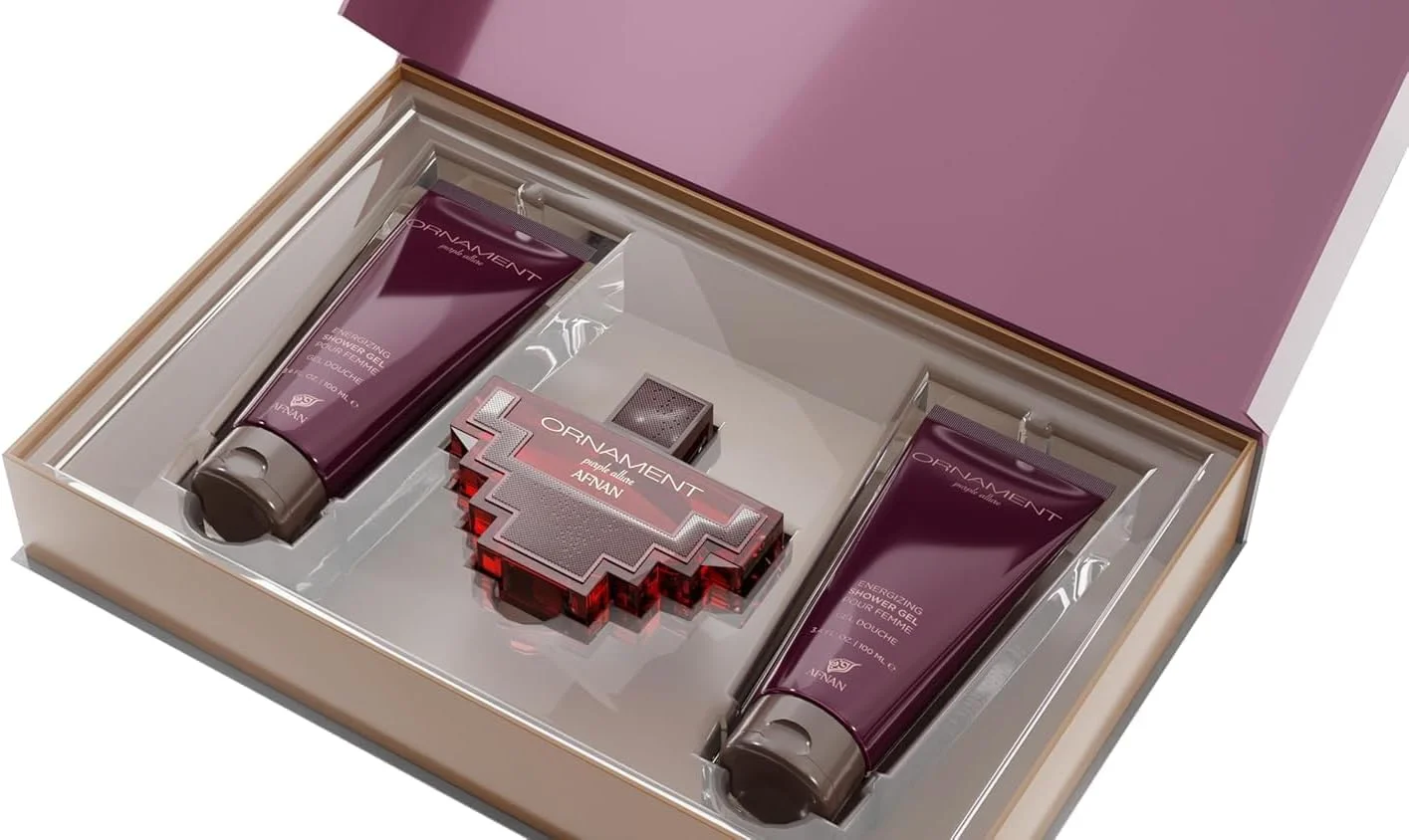 ست هدیه افنان Ornament Purple Allure ادو پرفیوم + لوسیون بدن 100 میلی لیتر + ژل دوش 100 میلی لیتر، ست هدیه عطر زنانه ست هدیه افنان Ornament Purple Allure ادو پرفیوم + لوسیون بدن 100 میلی لیتر + ژل دوش 100 میلی لیتر، ست هدیه عطر زنانه
