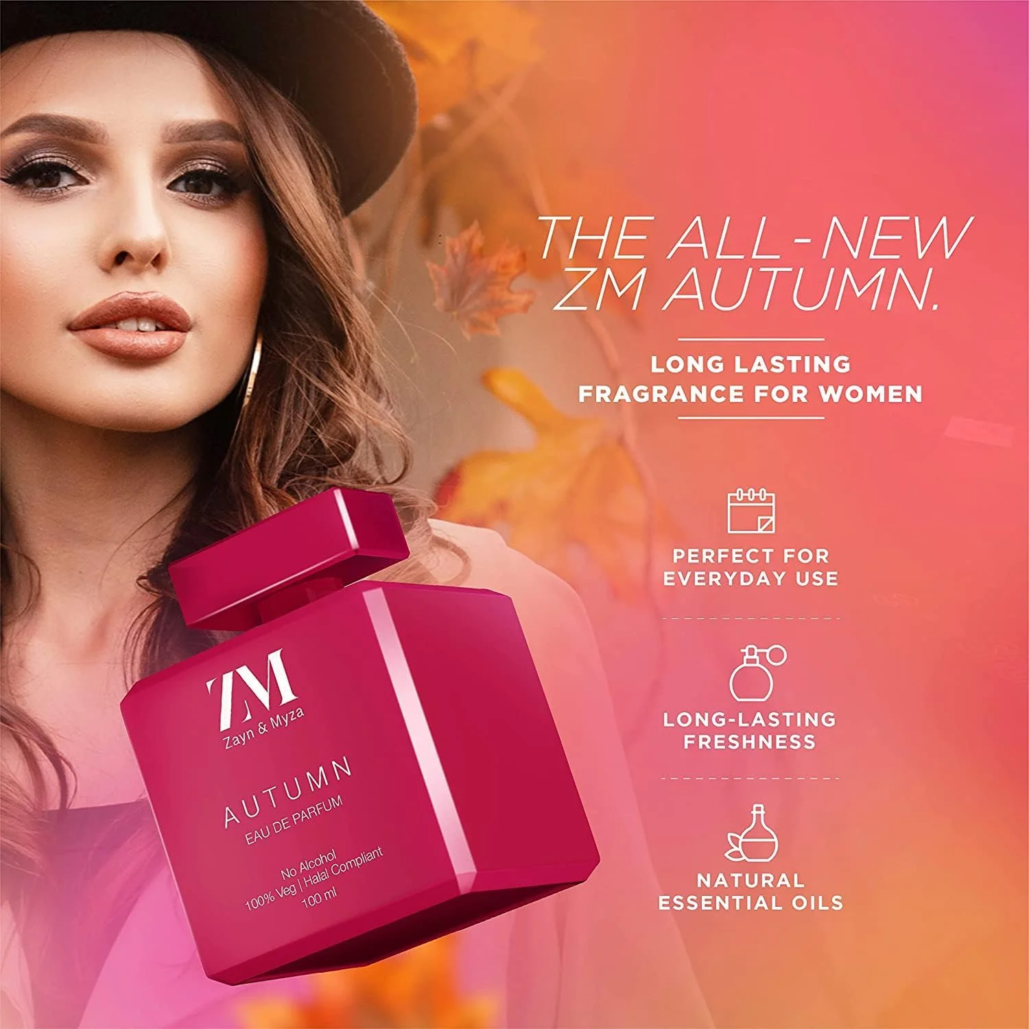 عطر زنانه پاییزه ZM Zayn & Myza حجم 100 میلی لیتر | عطر پاییزی لوکس برای خانم ها - بدون الکل و ماندگاری طولانی عطر زنانه پاییزه ZM Zayn & Myza حجم 100 میلی لیتر | عطر پاییزی لوکس برای خانم ها - بدون الکل و ماندگاری طولانی
