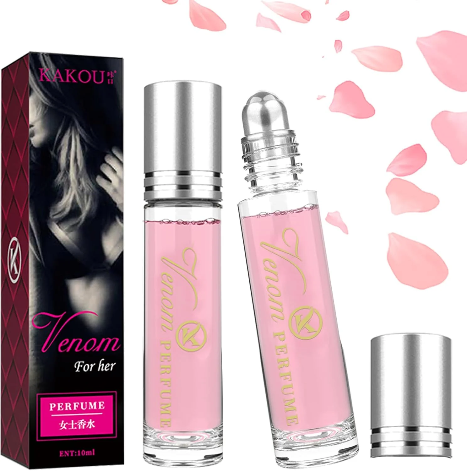 عطر فرمون زنانه ZhongShuang، 2 عدد، برای جذب مردان، عطر رولی 10 میلی لیتری زنانه با روغن ضروری فرمون، عطر ادکلن فرمون برای مردان و زنان