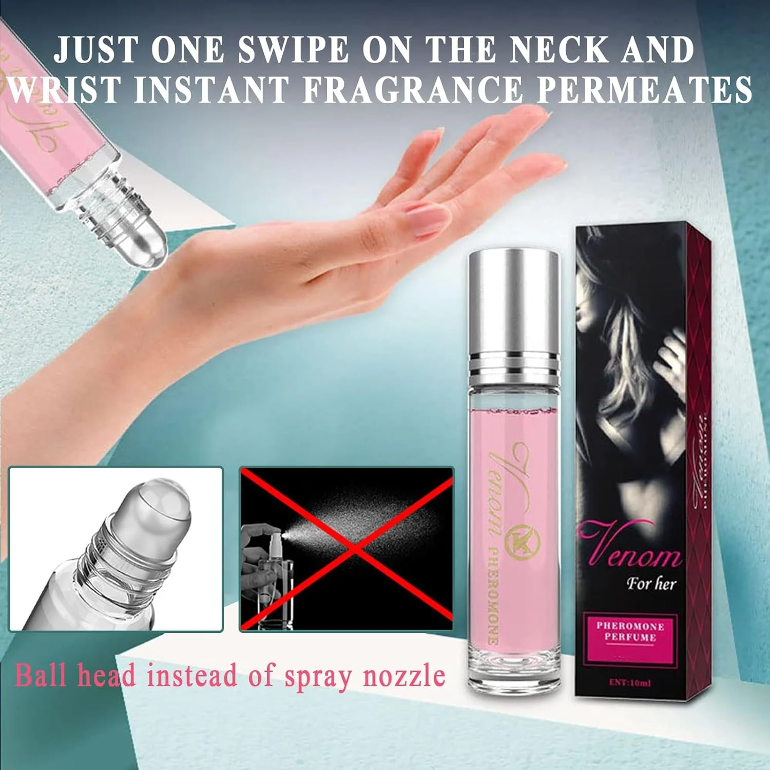 عطر فرمون زنانه ZhongShuang، 2 عدد، برای جذب مردان، عطر رولی 10 میلی لیتری زنانه با روغن ضروری فرمون، عطر ادکلن فرمون برای مردان و زنان