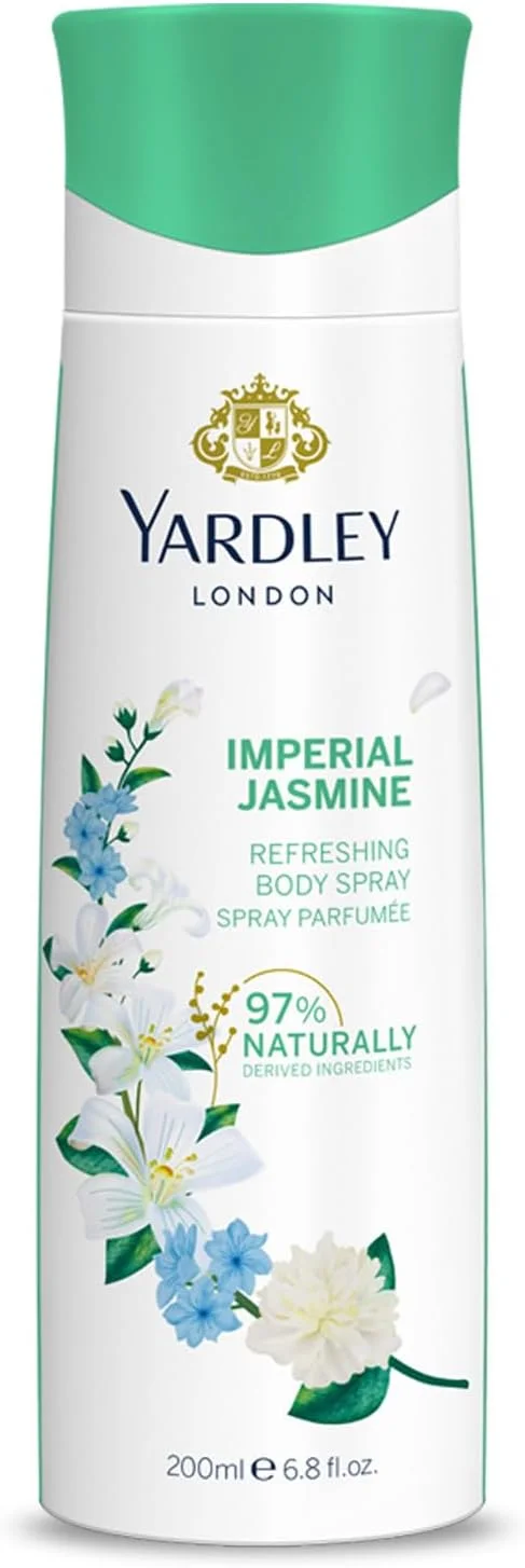 اسپری بدن زنانه یاردلی لندن مدل Imperial Jasmine - 200 میلی لیتر، رایحه گلی با عطر یاس و شکوفه پرتقال، رایحه ای پرانرژی و ماندگار