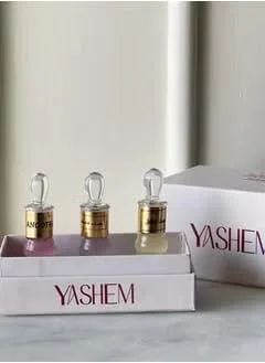 ست مشک یاشم – مجموعه عطر لوکس با مشک لطیفه، مشک کودک و مشک آلونوتها | جعبه هدیه ممتاز با رایحه های عربی | ست عطر مشک 3 تکه