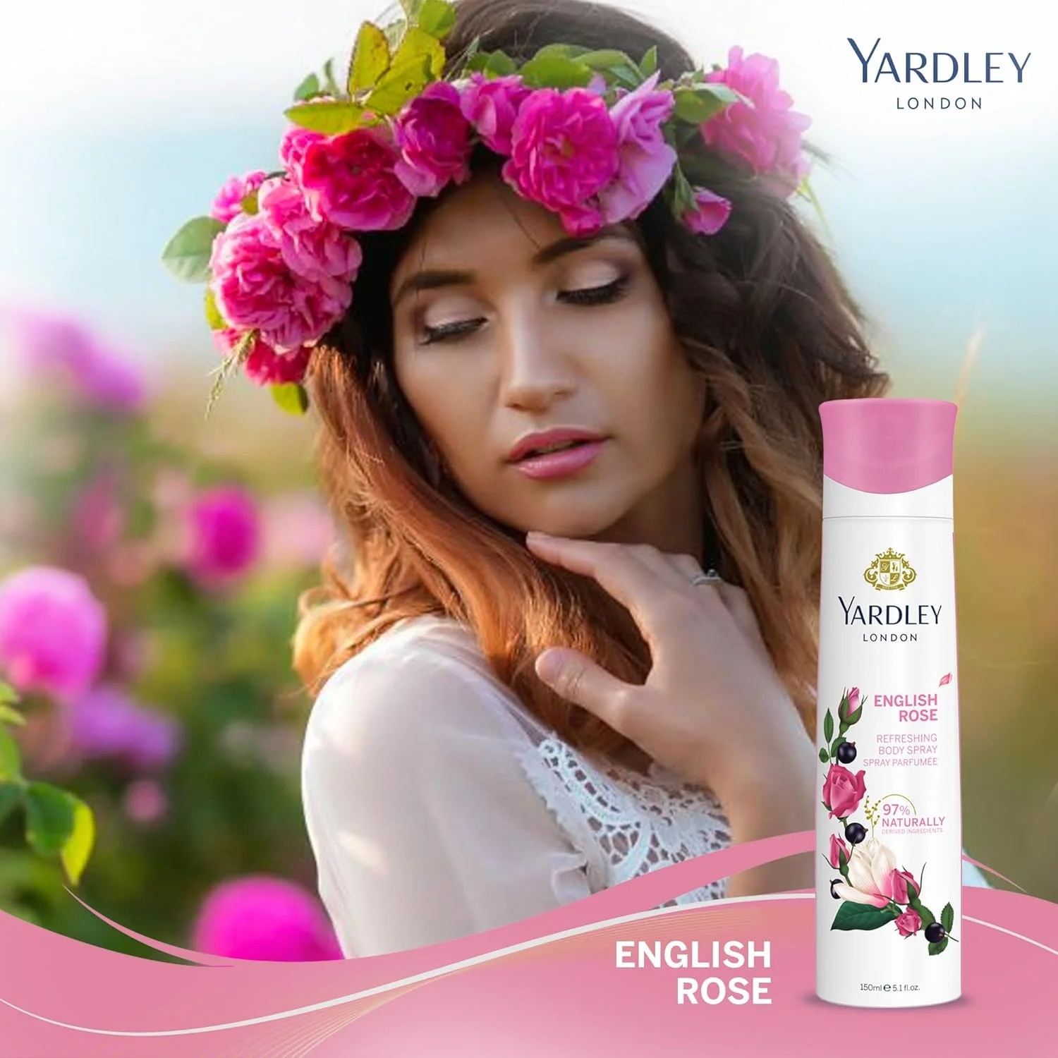 ست هدیه عطر زنانه رز انگلیسی Yardley London - ادو تویلت 125 میلی لیتر + اسپری بدن 150 میلی لیتر رایحه گلی مسحور کننده با رز، آکورد چای و ترنج