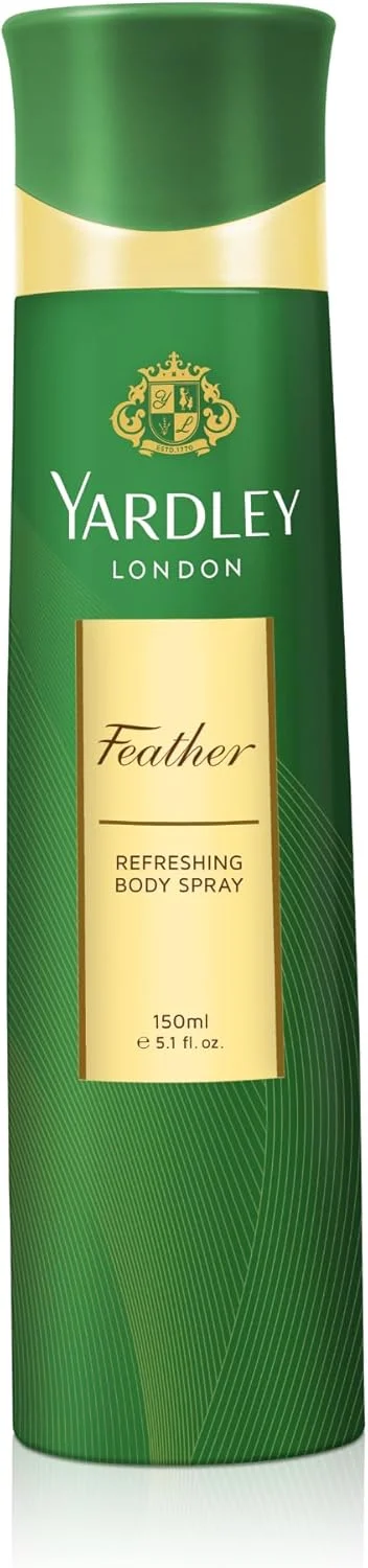 اسپری بدن زنانه یاردلی لندن مدل Feather - حجم 150 میلی لیتر غنی شده با رایحه های یاس بنفش، گل سوسن سفید، رز و بنفشه، ماندگاری طولانی و محافظت در برابر بو
