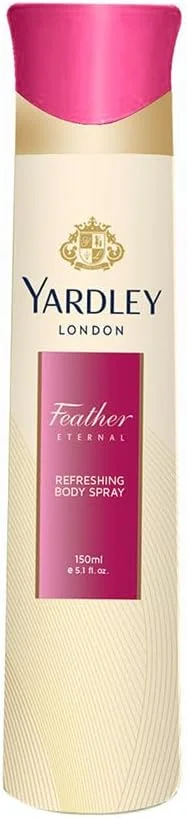 اسپری بدن یاردلی لندن مدل Feather - 150 میلی لیتر غنی شده با رایحه یاس بنفش، گل سوسن سفید، رز و بنفشه، ماندگاری طولانی و محافظت از بو