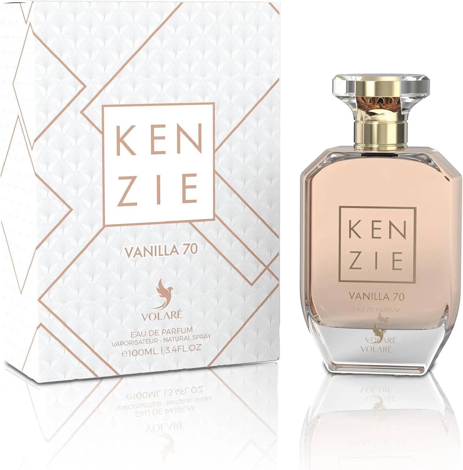 ادو پرفیوم زنانه VOLARÉ Kenzie Vanilla 70 - حجم 100 میلی لیتر | رایحه وانیلی پودری، کهربا و عود