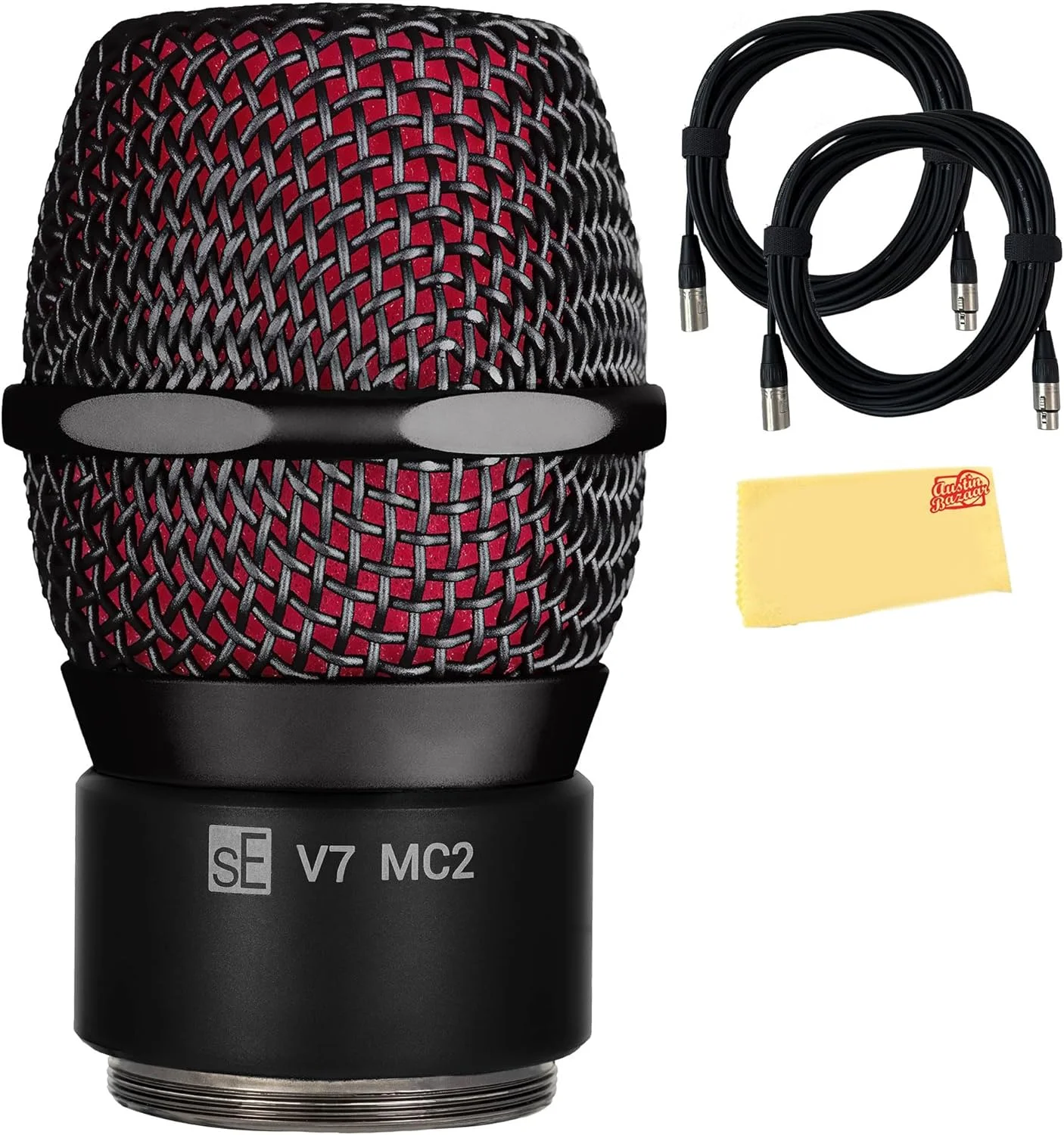 مجموعه میکروفون داینامیک سوپرکاردیوید sE Electronics V7 MC2 به همراه 2 کابل XLR Gearlux و پارچه پولیش Austin Bazaar