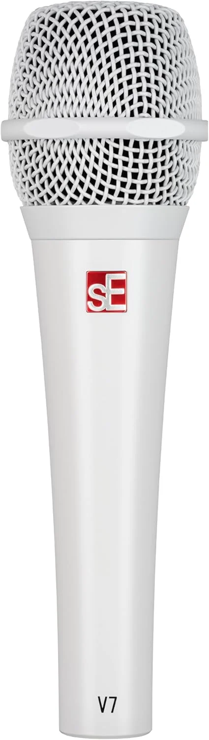 میکروفون دستی سوپرکاردیوید داینامیک وکال sE Electronics V7 - سفید، میکروفون داینامیک سوپرکاردیوید با لرزه گیر یکپارچه و بادگیر داخلی