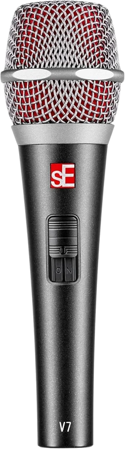 میکروفون دستی داینامیک وکال سوپرکاردیوید sE Electronics V7 Switch با لرزه‌گیر داخلی و محافظ باد