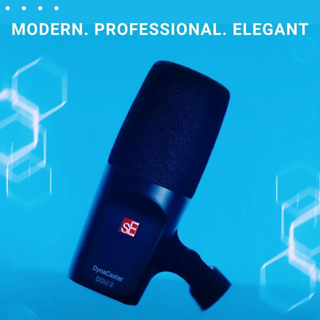 میکروفون داینامیک کاردیوئید sE Electronics DCM3 با فیلتر پاپ و لرزهگیر داخلی، مشکی میکروفون داینامیک کاردیوئید sE Electronics DCM3 با فیلتر پاپ و لرزهگیر داخلی، مشکی