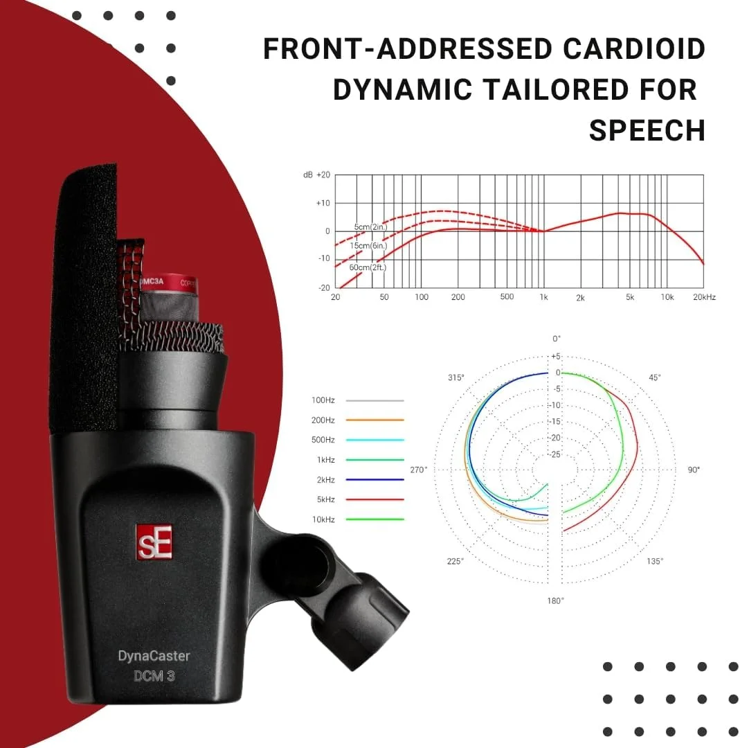 میکروفون داینامیک کاردیوئید sE Electronics DCM3 با فیلتر پاپ و لرزهگیر داخلی، مشکی میکروفون داینامیک کاردیوئید sE Electronics DCM3 با فیلتر پاپ و لرزهگیر داخلی، مشکی