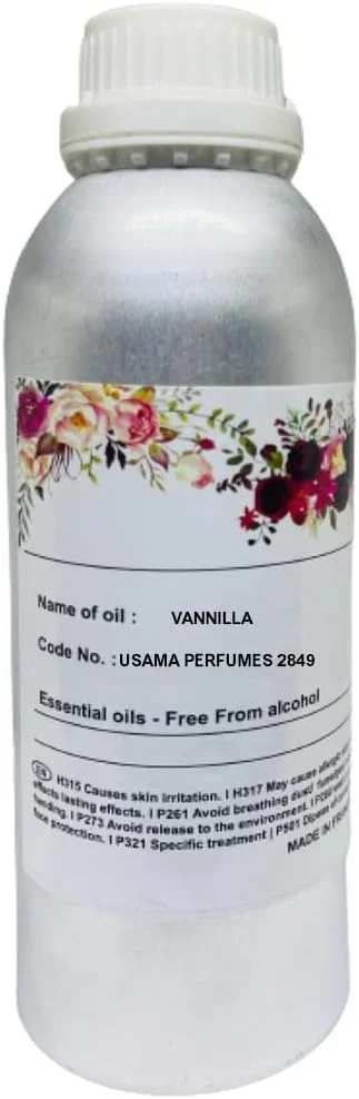 روغن عطر کنسانتره وانیل | رایحه های معطر ماندگار | روغن عطر خالص | مخصوص بانوان | 1000 میلی لیتر روغن عطر از عطر اسامه | عود الحافظ با برچسب