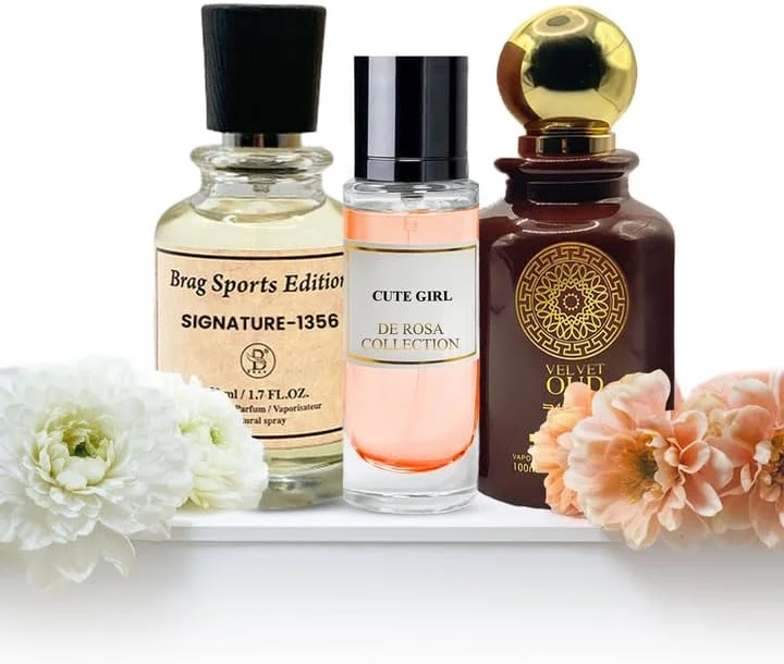 مجموعه 3 عددی عطر B Brag شامل عطر 100 میلی لیتری Velvet Oud + عطر 50 میلی لیتری Signature 1356 + عطر 30 میلی لیتری Cute Girl | ادو پرفیوم برای مردان و زنان | بهترین عطر عربی | عطرهای زنانه و مردانه | عطر نسائی | عود عطر | عطور للرجال