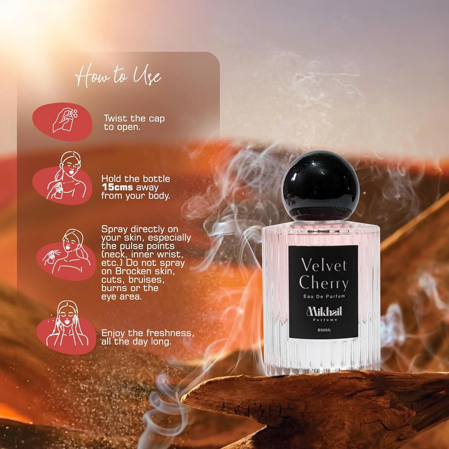 ادو پرفیوم زنانه Velvet Cherry - عطر نیش ماندگار با رایحه گیلاس سیاه، بادام، رز و دانه تونکا - رایحه گرم میوه ای گلی - عطر لوکس - 50 میلی لیتر ادو پرفیوم زنانه Velvet Cherry - عطر نیش ماندگار با رایحه گیلاس سیاه، بادام، رز و دانه تونکا - رایحه گرم میوه ای گلی - عطر لوکس - 50 میلی لیتر