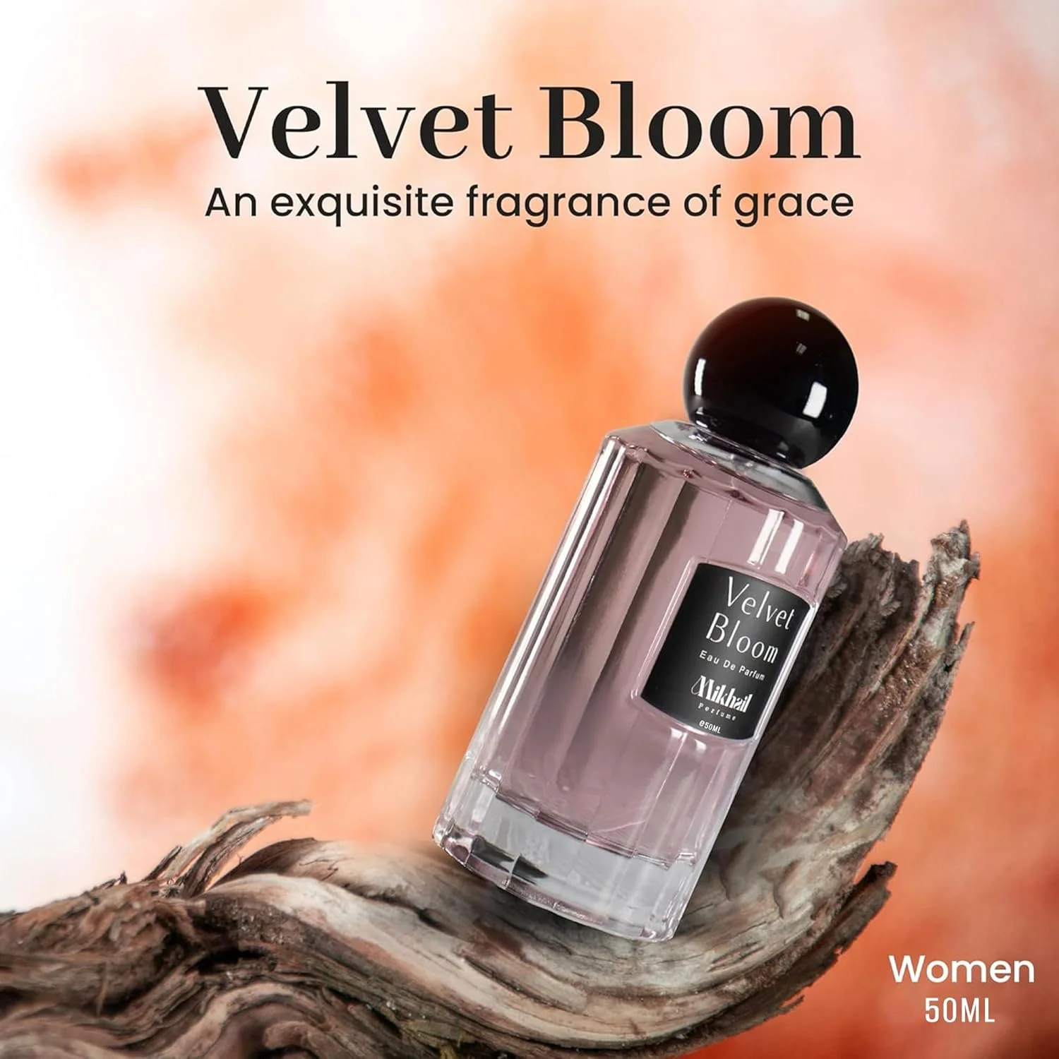 Velvet Bloom از MIKHAIL 50ml – عطر گلی زنانه و پیچیده – ادو پرفیوم ماندگار با رایحه های لیچی، ریواس، رز ترکی و وانیل – رایحه ای ظریف، رمانتیک و لوکس برای روز و شب