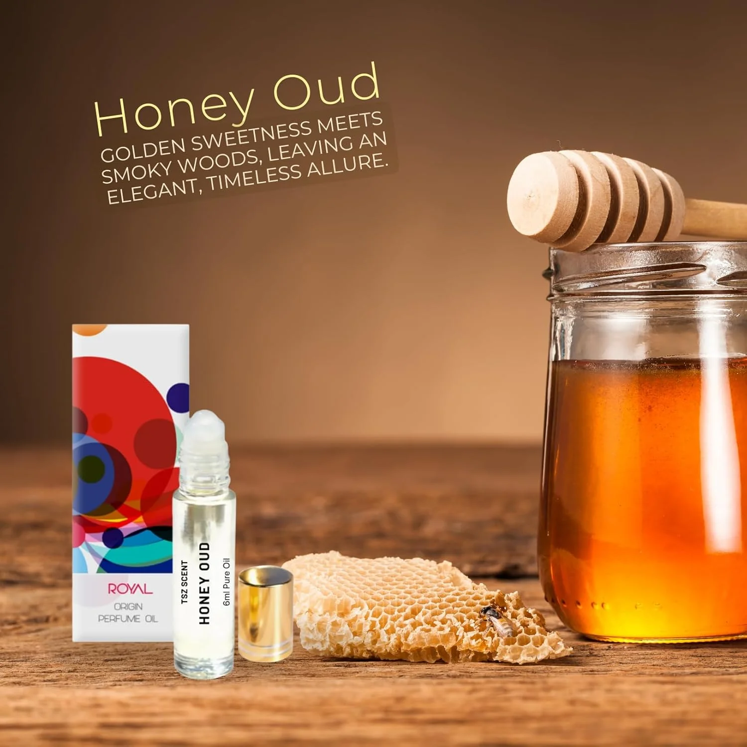 روغن عطر عود عسلی مردانه و زنانه TSZ Scent، حجم 6 میلی لیتر، رولی مسافرتی، ماندگاری طولانی و رایحه ای جذاب برای همه