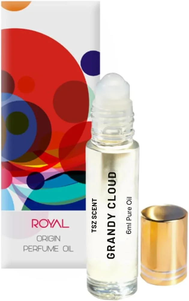 روغن عطر زنانه TSZ Scent Grandy Cloud، 6 میلی لیتر، رولی، ماندگاری طولانی، بدون الکل، رایحه گلی و تازه، لوکس سایز مسافرتی، فرمولاسیون ضد حساسیت و سازگار با پوست، مناسب هدیه، ساخت امارات متحده عربی خاورمیانه